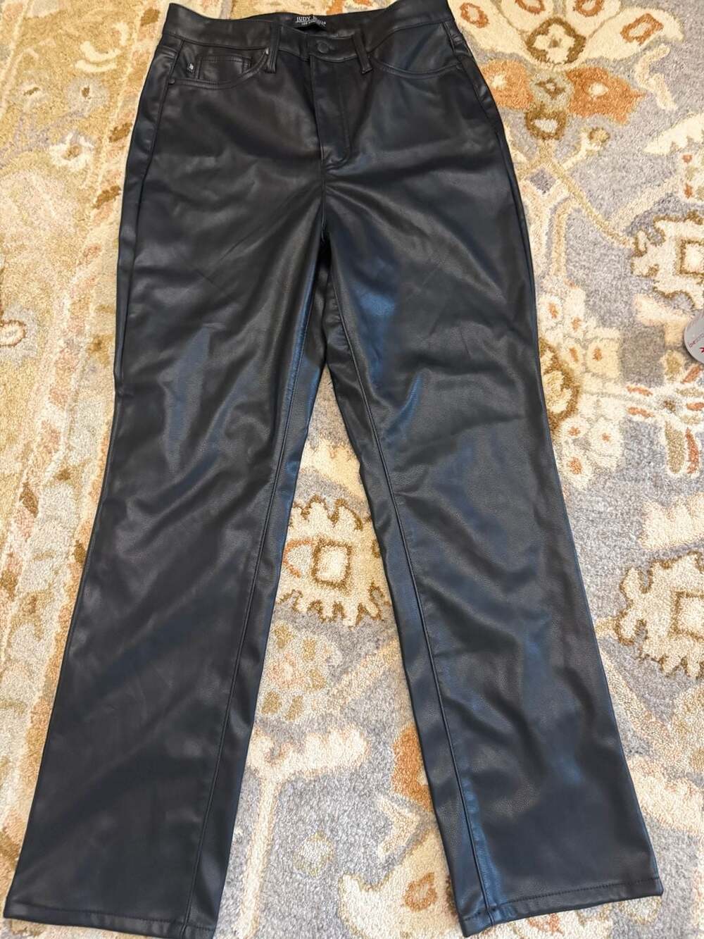 Judy Blue Vegan Faux Leather Straight Leg Pants Black Size 7/28 (Style JB88755)